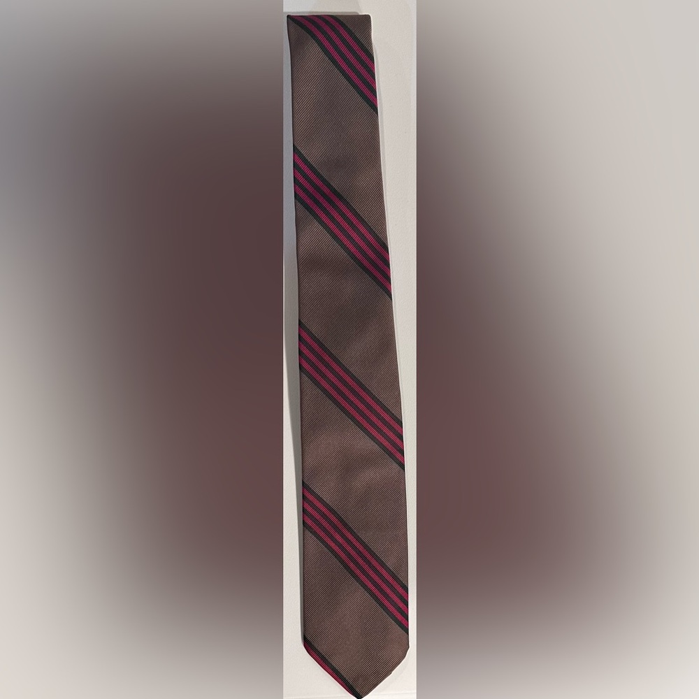 Brooks Brothers Brown Tie with Red and Black Stripes